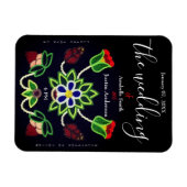 Ojibwe Floral Strawberry Black Wedding Invitation Magneet (Horizontaal)