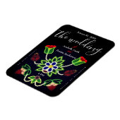Ojibwe Floral Strawberry Black Wedding Invitation Magneet (Linkerzijde)