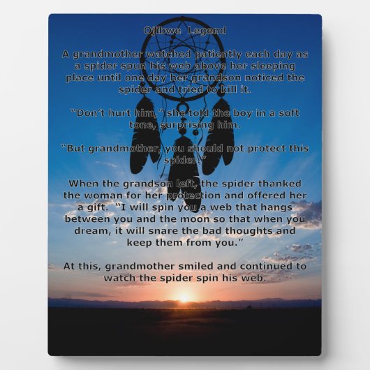 Ojibwe Legend Dreamweaver Plaque Fotoplaat (Voorkant)