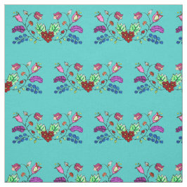Ojibwe Turquoise Flower Pattern Stof