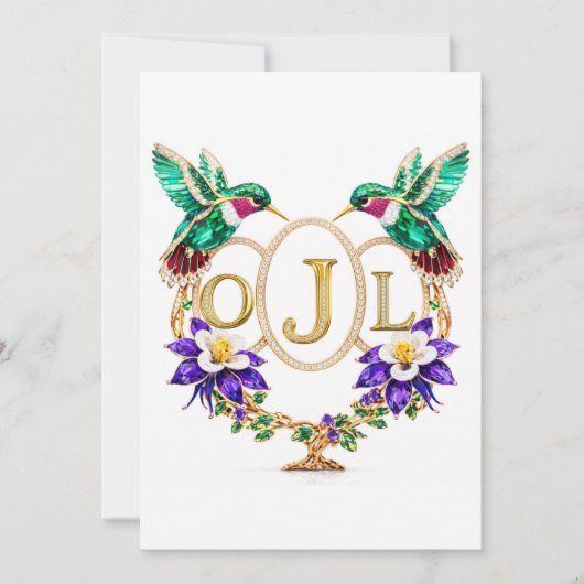 OJL Kolibrie Huwelijk Aangepaste Letters CO Kaart (Voorkant)