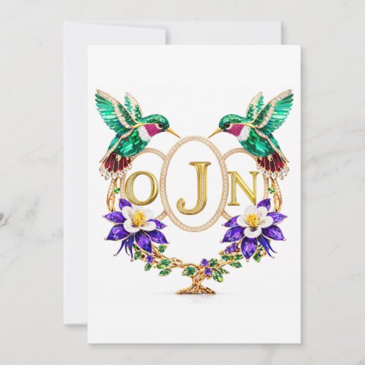 OJN Kolibrie Huwelijk Aangepaste Letters CO Kaart (Voorkant)