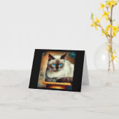 Ojos Azules Cat Kaart (Gele Bloem)