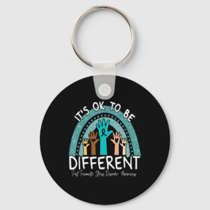 Ok Be Different Rainbow Blauwgroen Ribbon Warrior Sleutelhanger