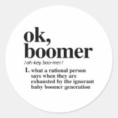 Ok, Boomer Definitie Ronde Sticker (Voorkant)