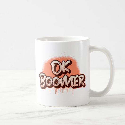 Ok Boomer in Rode Graffiti Koffiemok (Rechts)