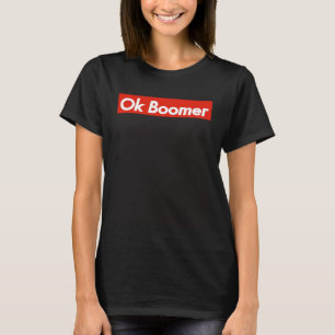 OK Boomer Mode witte tekst op rode meme T-shirt