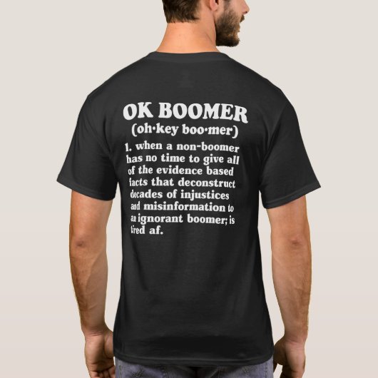 Ok Boomer okboomer Definition Meme Millennials T-shirt (Achterkant)