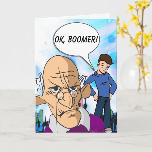 OK Boomer Old Man Birthday Card Kaart (Gele Bloem)