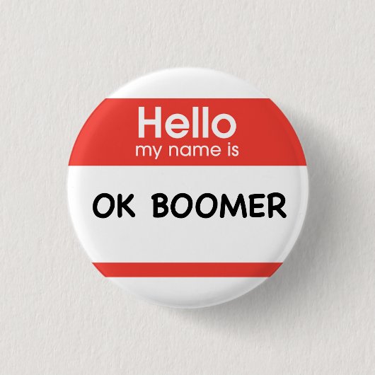 OK BOOMER RONDE BUTTON 3,2 CM (Voorkant)