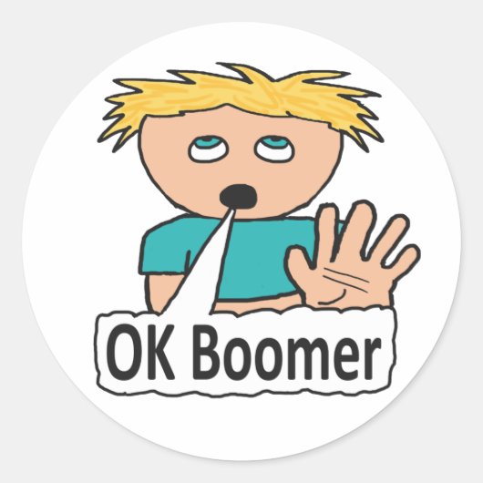 OK Boomer Ronde Sticker (Voorkant)