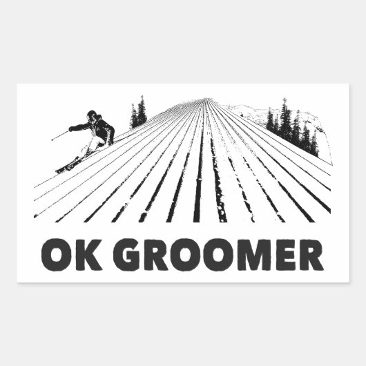 Ok Groomer Skiing Rechthoekige Sticker (Voorkant)