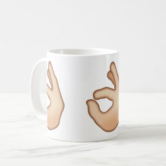 OK Hand Sign Emoji Koffiemok (Voorkant links)