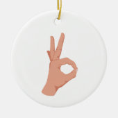 OK Hand Sign Keramisch Ornament (Voorkant)