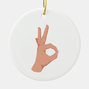OK Hand Sign Keramisch Ornament
