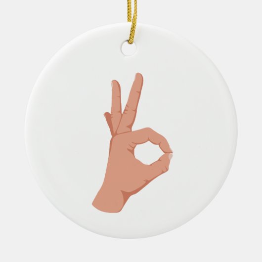 OK Hand Sign Keramisch Ornament (Voorkant)