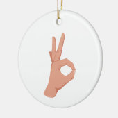 OK Hand Sign Keramisch Ornament (Links)