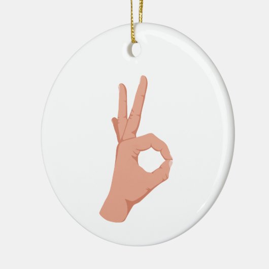 OK Hand Sign Keramisch Ornament (Links)