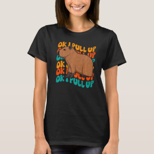 OK Ik trek Capybara meme retro groovy hippie T-shirt