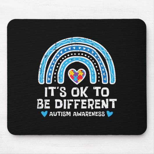 Ok om anders Rainbow Autisme Awareness meisjes Muismat (Voorkant)