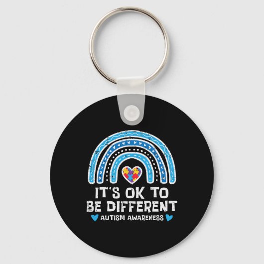 Ok om anders Rainbow Autisme Awareness meisjes Sleutelhanger (Voorkant)
