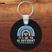 Ok om anders Rainbow Autisme Awareness meisjes Sleutelhanger (Voorkant)