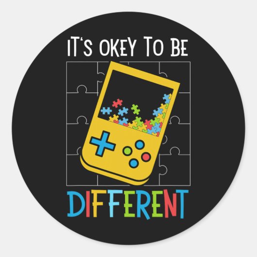 OK om anders te zijn Video Game Controller Autisme Ronde Sticker (Voorkant)