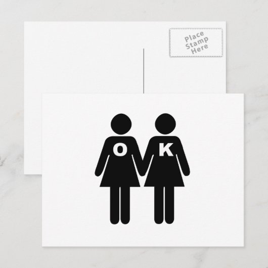 OK OM GAY (lesbisch) TE ZIJN Briefkaart (Voorkant / Achterkant)