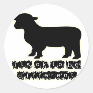 ok zwarte schapen boerderij ronde sticker