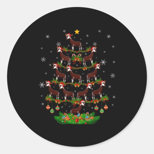 Oka Christmas Tree Funny Xmas Lover  Ronde Sticker (Voorkant)