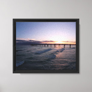 Okaloosa Island Pier Florida Zonsondergang via Dro Canvas Afdruk