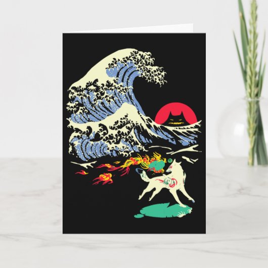 Okami Amaterasu Sun God Wolf The Great Wave Video  Kaart (Voorkant)