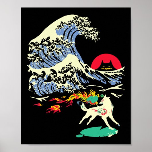 Okami Amaterasu Sun God Wolf The Great Wave Video  Poster (Voorkant)