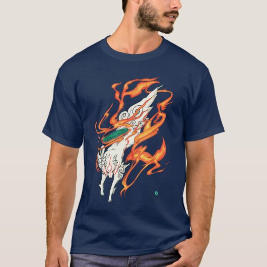 Okami Amaterasu Sun God Wolfhe Great Wave Video Ga T-shirt (Voorkant)