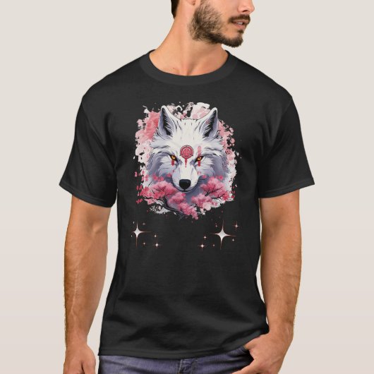 Okami Wolf Japanese Anime Kawaii Blossom Cherry Fl T-shirt (Voorkant)