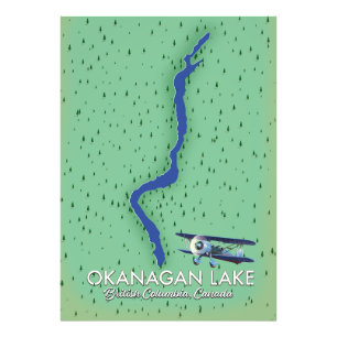 Okanagan Lake Brits-Columbia Canada kaart Foto Afdruk