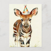 Okapi baby in een feestmuts  briefkaart (Voorkant)