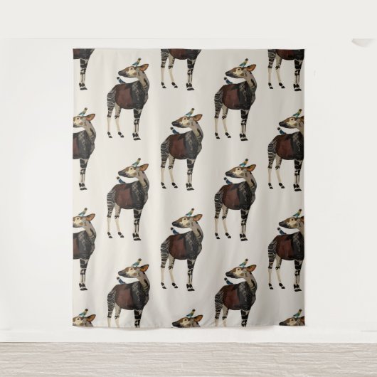 OKAPI & BIRDS PATTERN WANDKLEED (Voorkant)