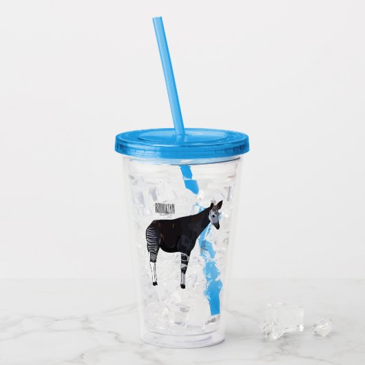 Okapi cartoon illustratie acryl drinkbeker (Voorkant ijs)