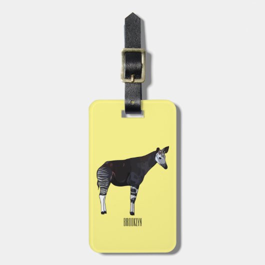 Okapi cartoon illustratie bagagelabel (Voorkant verticaal)