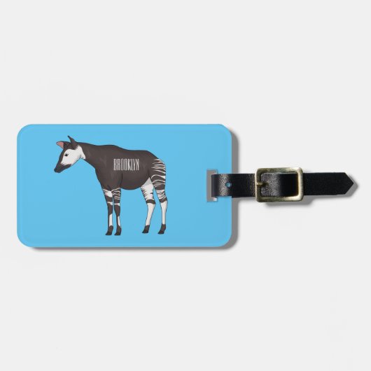 Okapi cartoon illustratie bagagelabel (Voorkant horizontaal)