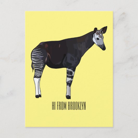 Okapi cartoon illustratie briefkaart (Voorkant)