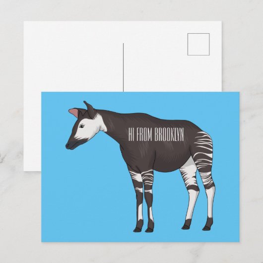 Okapi cartoon illustratie briefkaart (Voorkant / Achterkant)