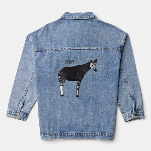 Okapi cartoon illustratie denim jacket (Achterkant)