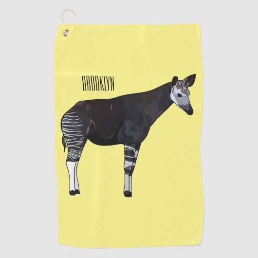 Okapi cartoon illustratie golfhanddoek (Voorkant)