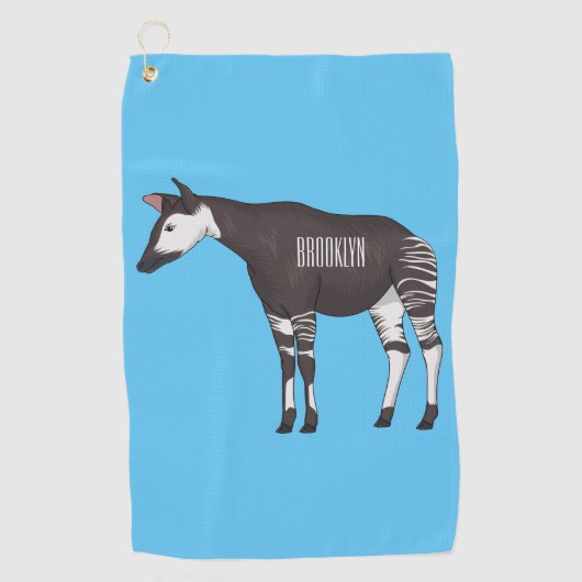 Okapi cartoon illustratie golfhanddoek (Voorkant)