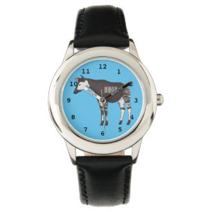 Okapi cartoon illustratie horloge