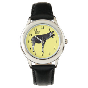 Okapi cartoon illustratie horloge