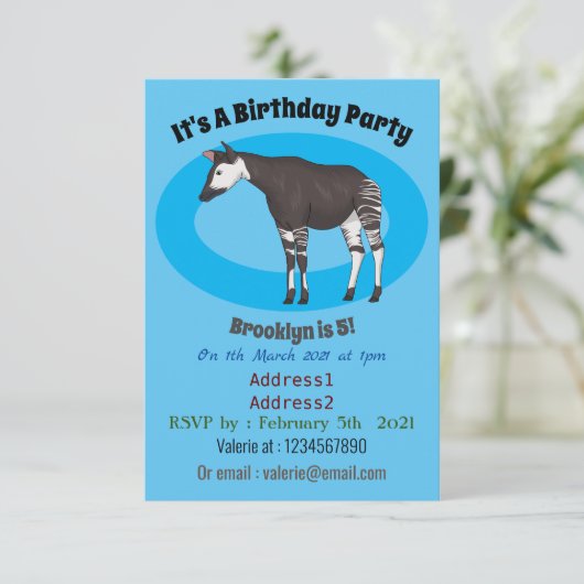 Okapi cartoon illustratie kaart (Staand voorkant)