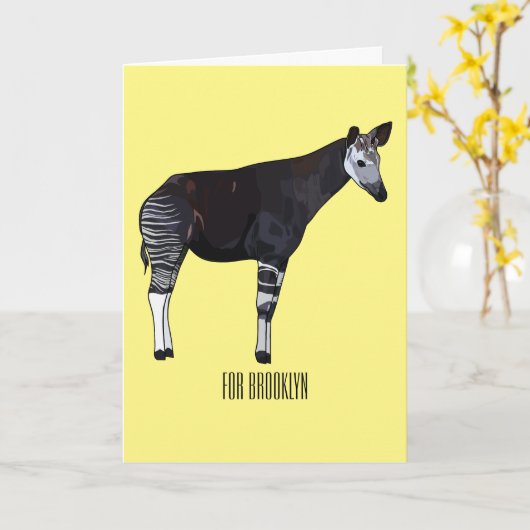 Okapi cartoon illustratie kaart (Gele Bloem)